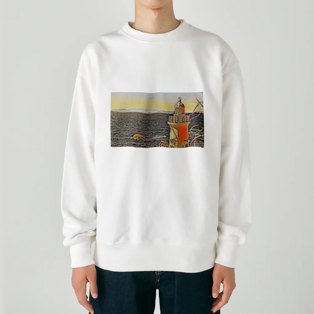 jun-hoshiの海を見守る灯台 Heavyweight Crew Neck Sweatshirt