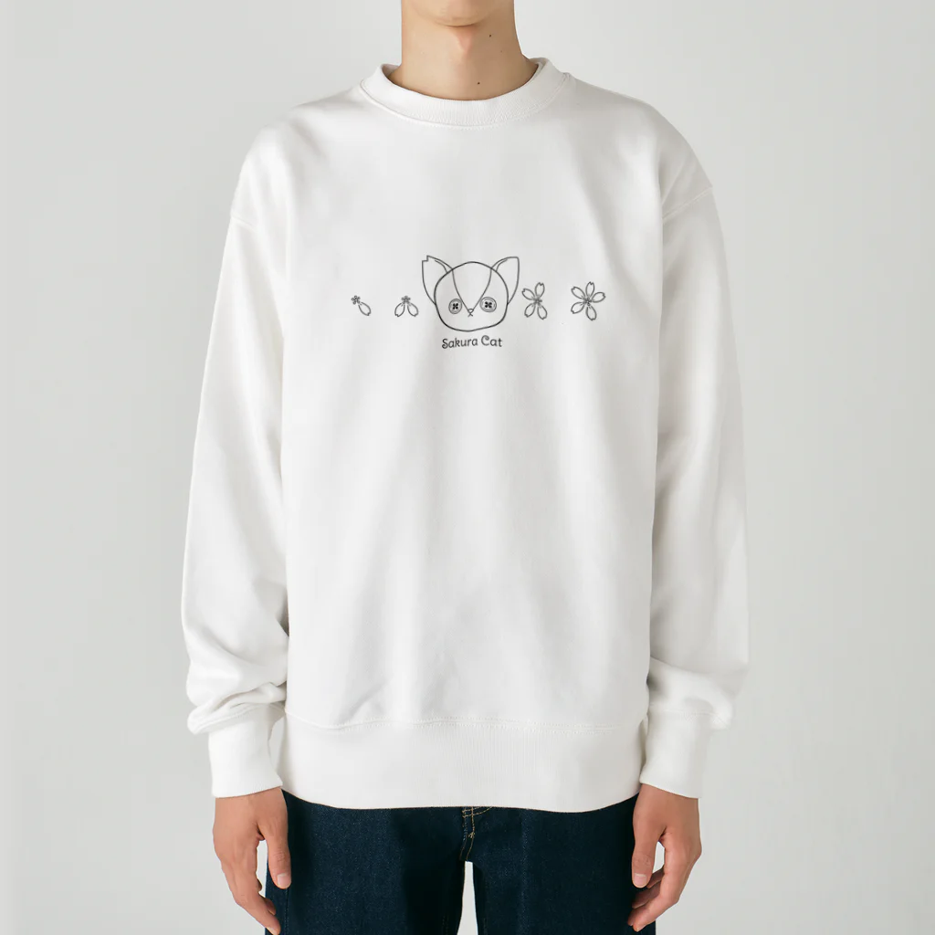 Nomi(shop-I＊iro-)のSakura Cat【♂】黒 Heavyweight Crew Neck Sweatshirt