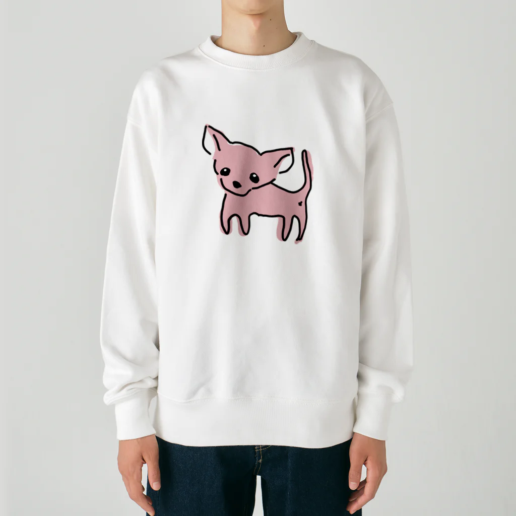 akane_art（茜音工房）のゆるチワワ（ピンク） Heavyweight Crew Neck Sweatshirt