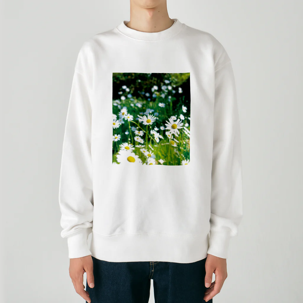 akane_art（茜音工房）の癒しの風景（シャスタデイジー） Heavyweight Crew Neck Sweatshirt