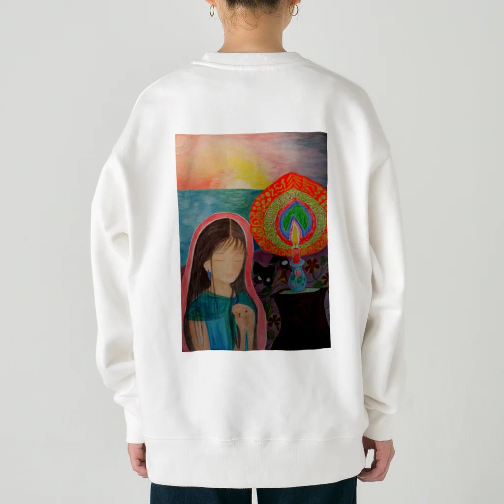 キキとココからのMagic hour / 穏やかな夕暮れの祈り Heavyweight Crew Neck Sweatshirt