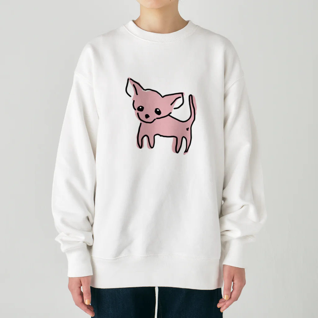 akane_art（茜音工房）のゆるチワワ（ピンク） Heavyweight Crew Neck Sweatshirt