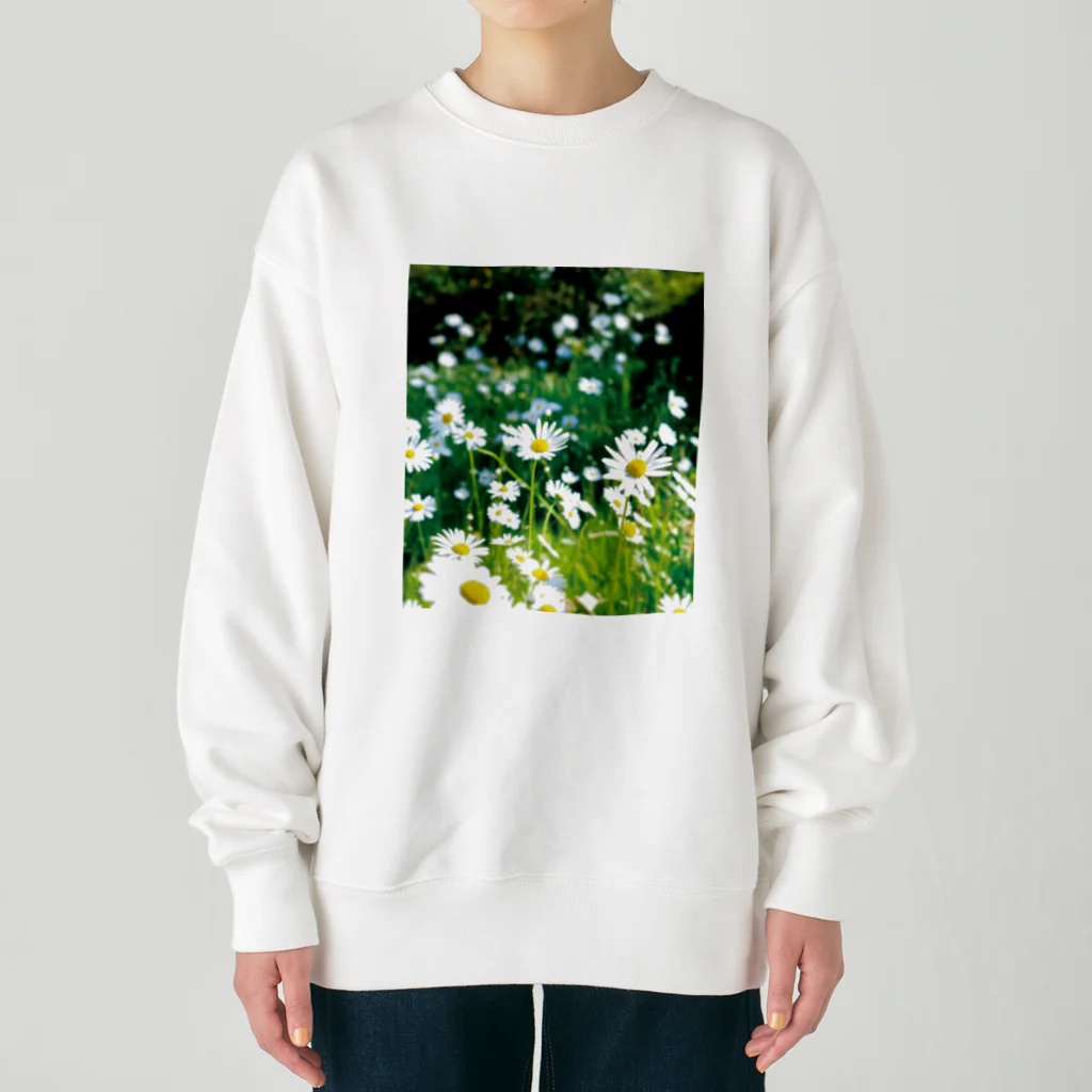 akane_art（茜音工房）の癒しの風景（シャスタデイジー） Heavyweight Crew Neck Sweatshirt