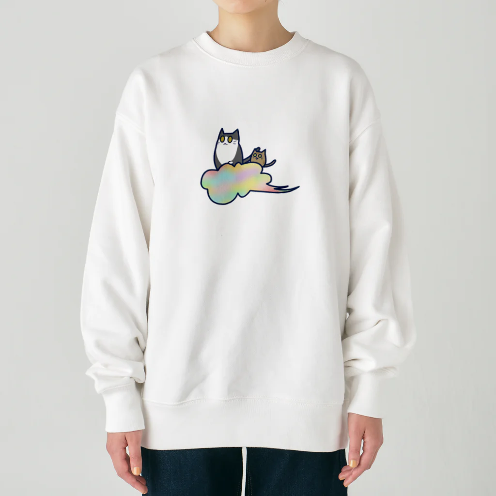 cosmicatiromの五色の雲と二匹の猫 Heavyweight Crew Neck Sweatshirt