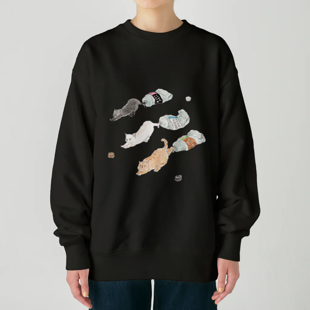 トコロコムギの絵の具にゃんこ Heavyweight Crew Neck Sweatshirt