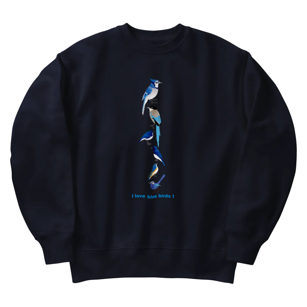 エダマメトイチ雑貨店のI love blue birds 2 Heavyweight Crew Neck Sweatshirt