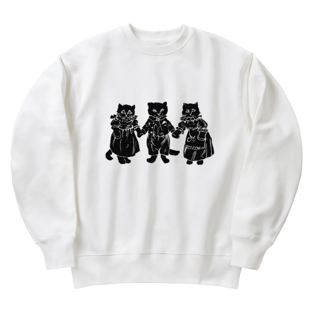 Saza-nami Antique designの３びきの黒い猫 Heavyweight Crew Neck Sweatshirt