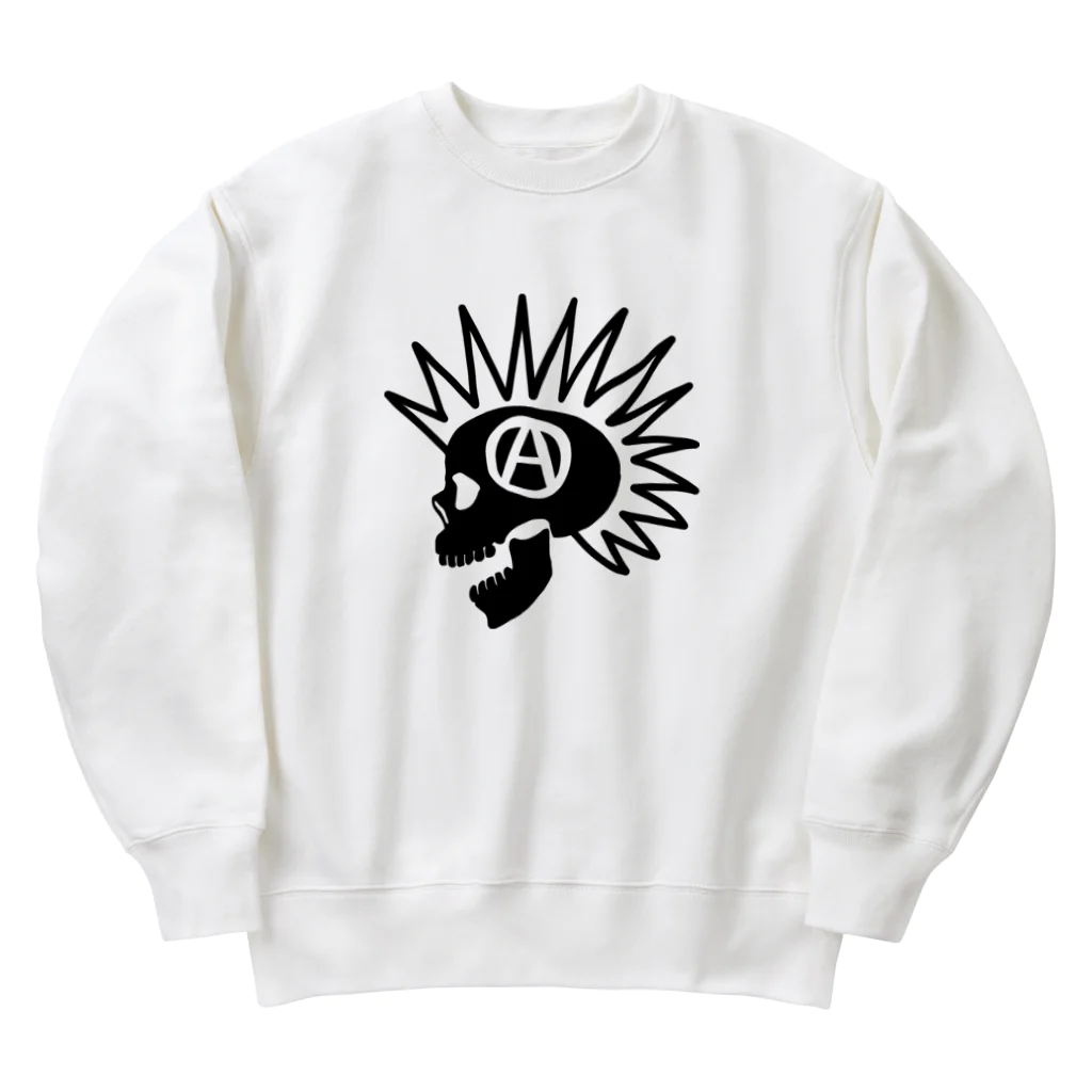 QUQU_WORKSのモヒカンスカル ブラック Heavyweight Crew Neck Sweatshirt