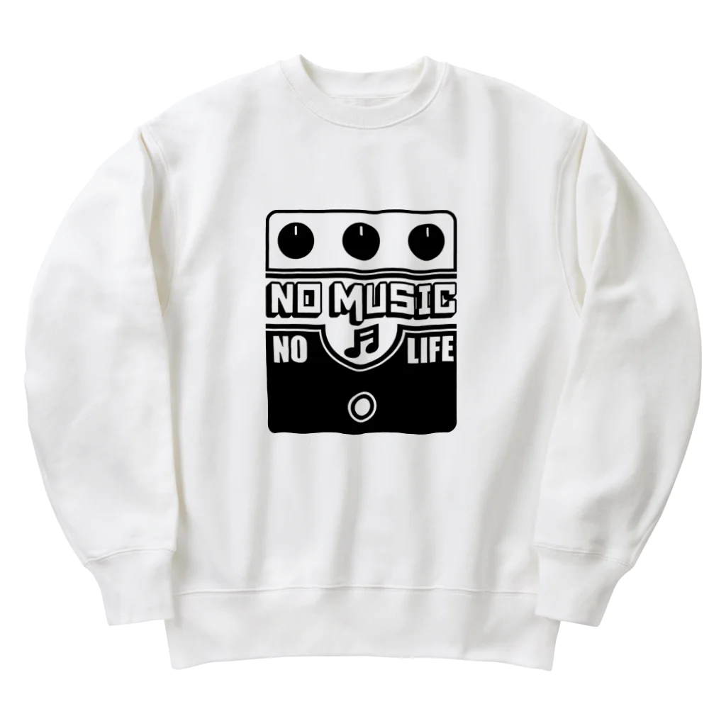 QUQU_WORKSのノーミュージックノーライフ ビッグマフデザイン ブラック Heavyweight Crew Neck Sweatshirt