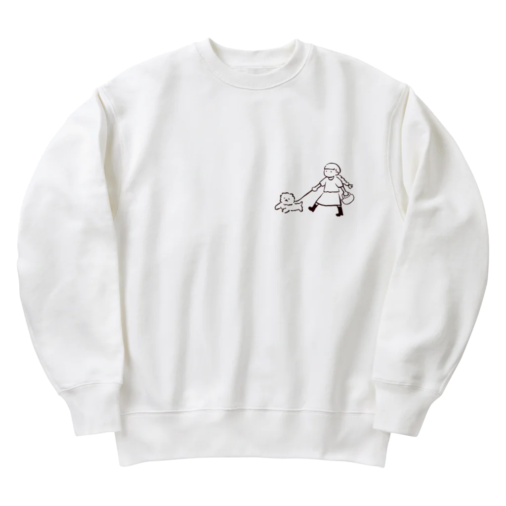 ぬんぬんの部屋のお散歩 〜モコと三つ編みちゃん〜 Heavyweight Crew Neck Sweatshirt