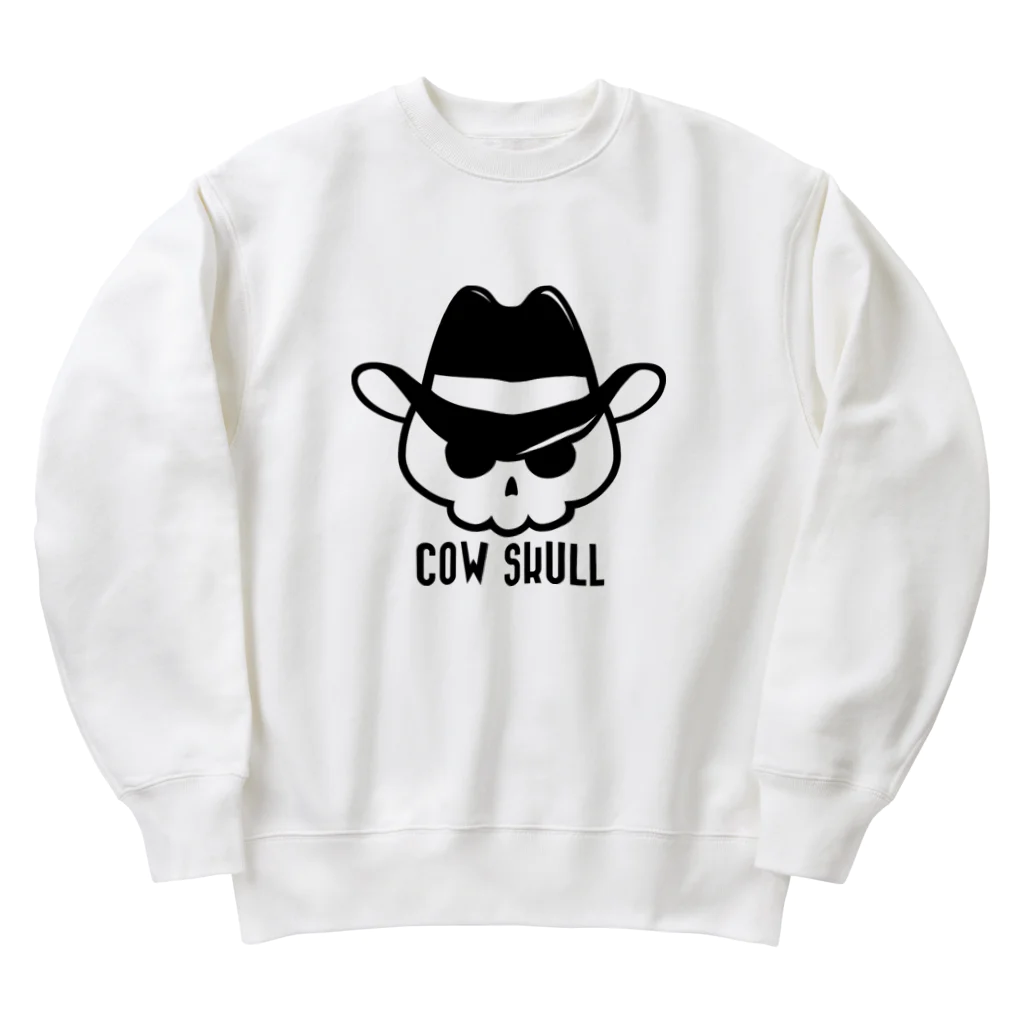 QUQU_WORKSのCOW SKULL テンガロンハットドクロ ブラック Heavyweight Crew Neck Sweatshirt