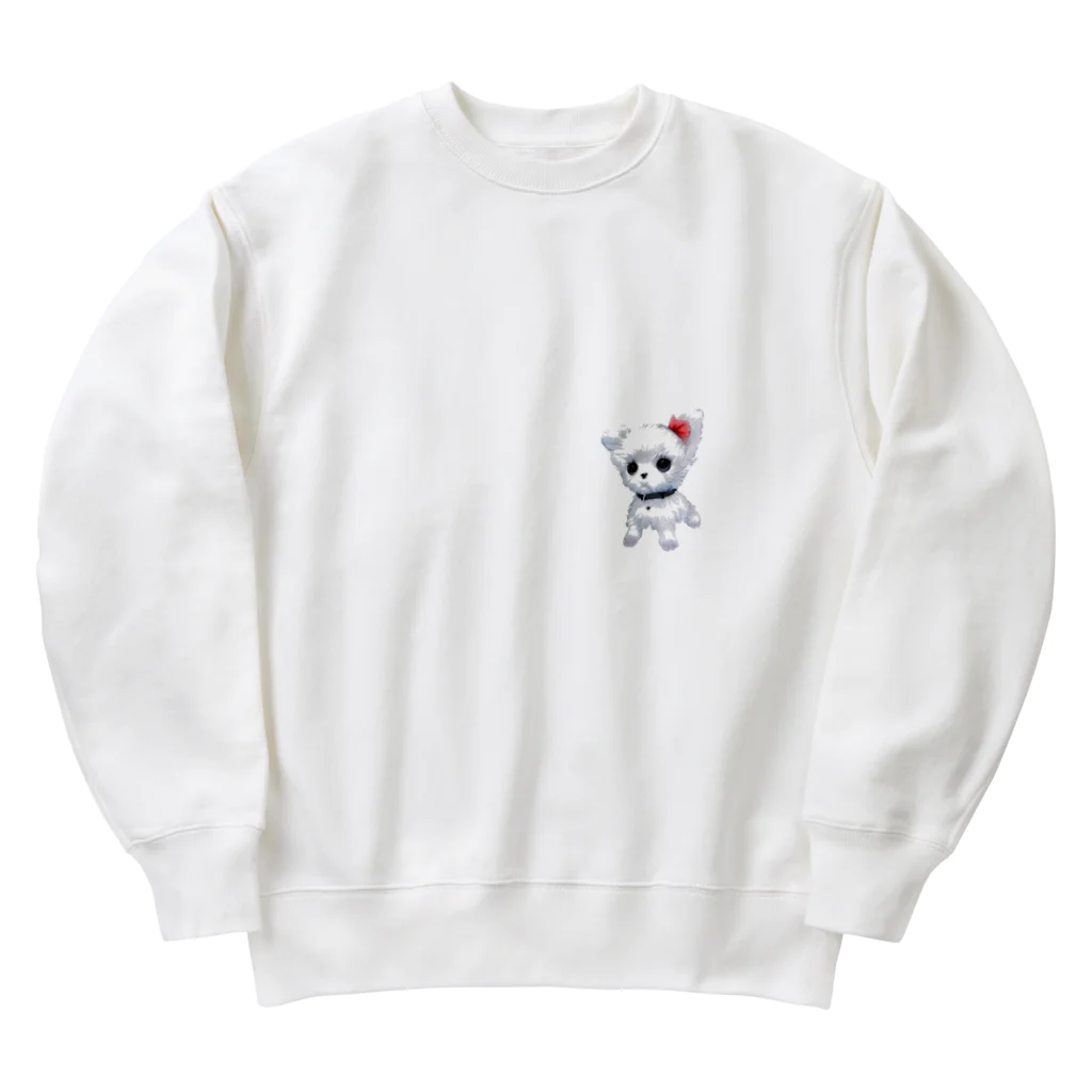 ちいさき家族スキ　Maltese ♡のだってマルチーズだもん　素 Heavyweight Crew Neck Sweatshirt