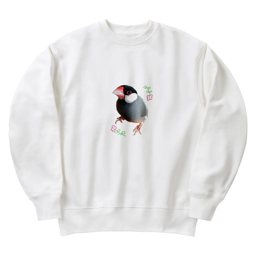 harupink🌸ペット似顔絵illustのFLOWER文鳥さん Heavyweight Crew Neck Sweatshirt