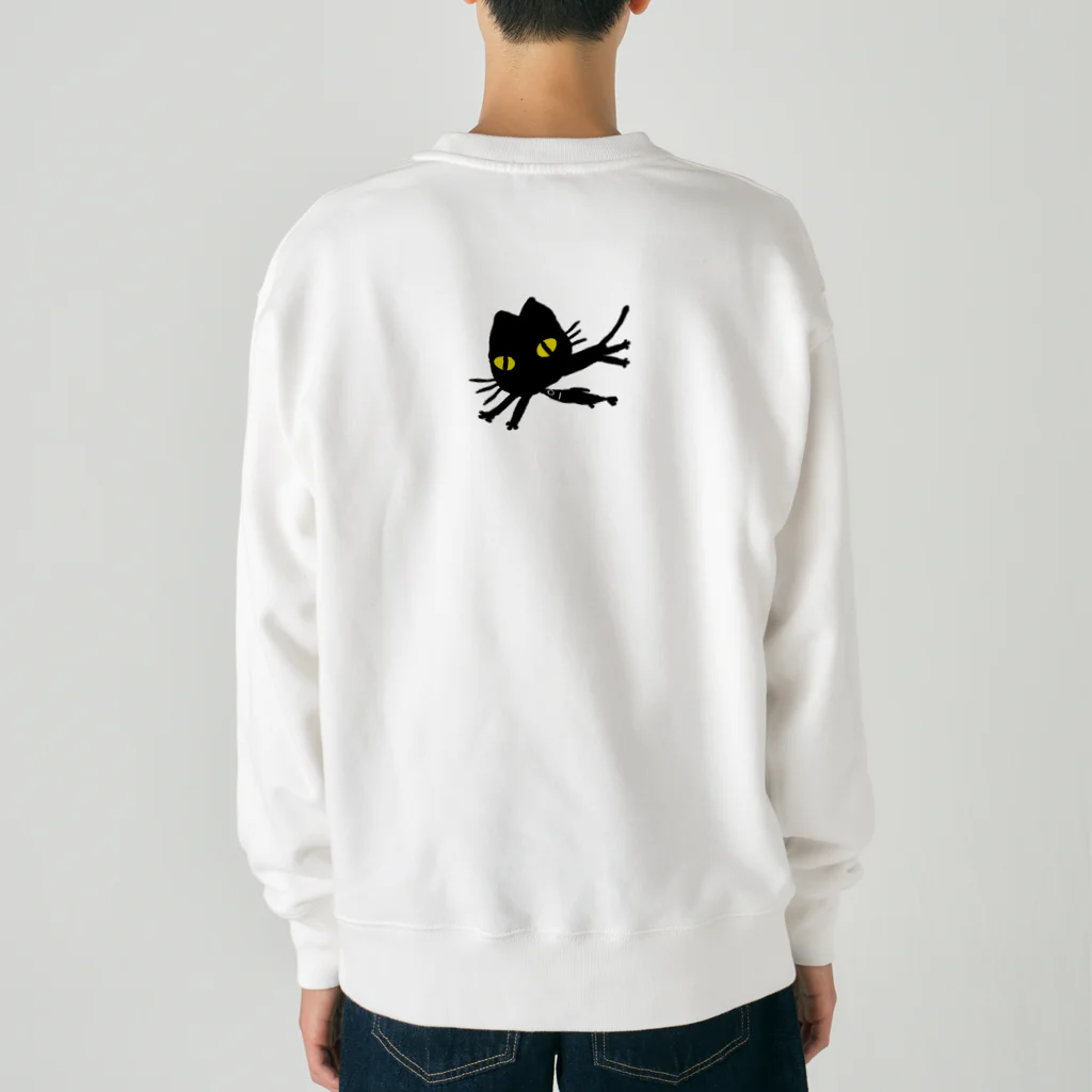 まみおデザインの黒ネコとサンマ Heavyweight Crew Neck Sweatshirt