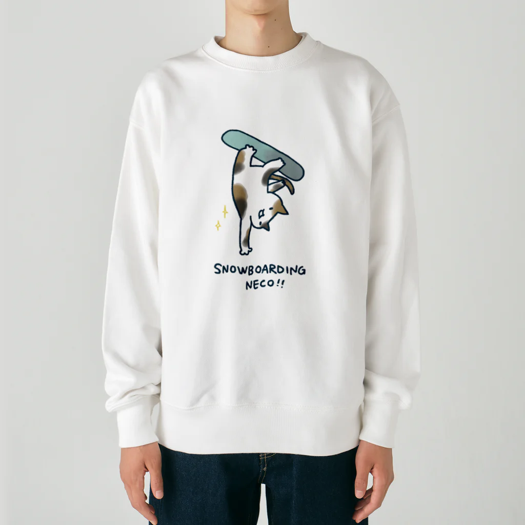 かみなりねこのスノボねこ Heavyweight Crew Neck Sweatshirt