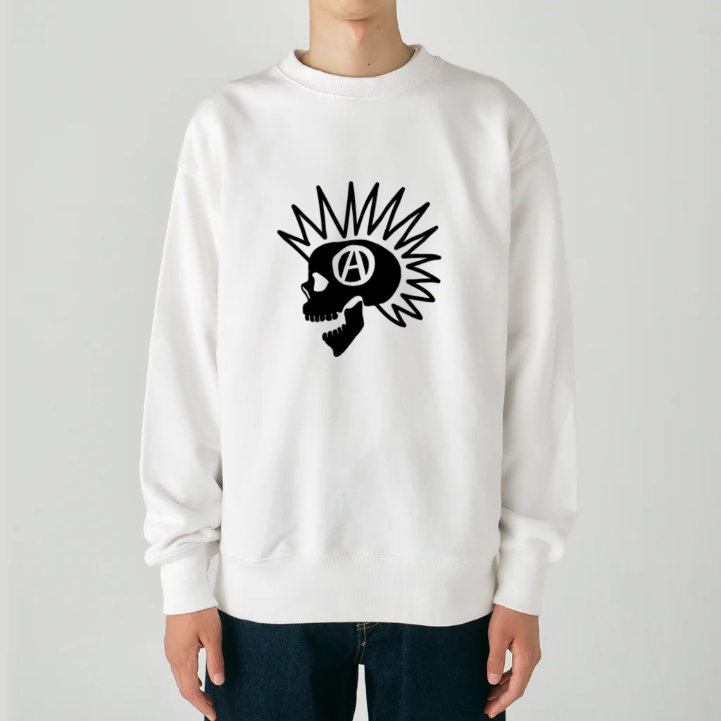 QUQU_WORKSのモヒカンスカル ブラック Heavyweight Crew Neck Sweatshirt