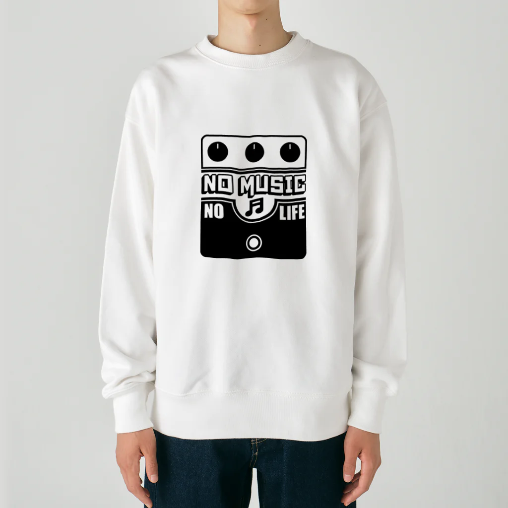 QUQU_WORKSのノーミュージックノーライフ ビッグマフデザイン ブラック Heavyweight Crew Neck Sweatshirt