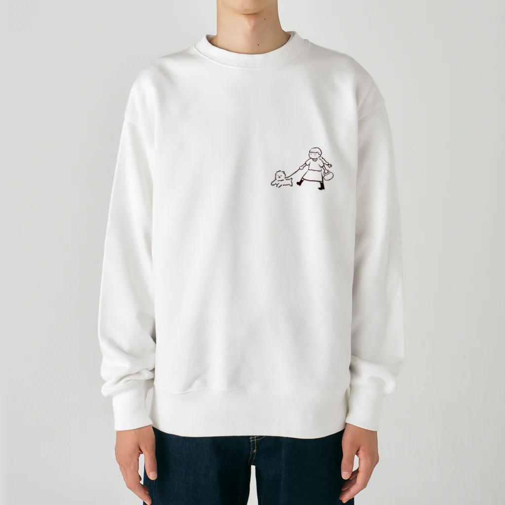 ぬんぬんの部屋のお散歩 〜モコと三つ編みちゃん〜 Heavyweight Crew Neck Sweatshirt