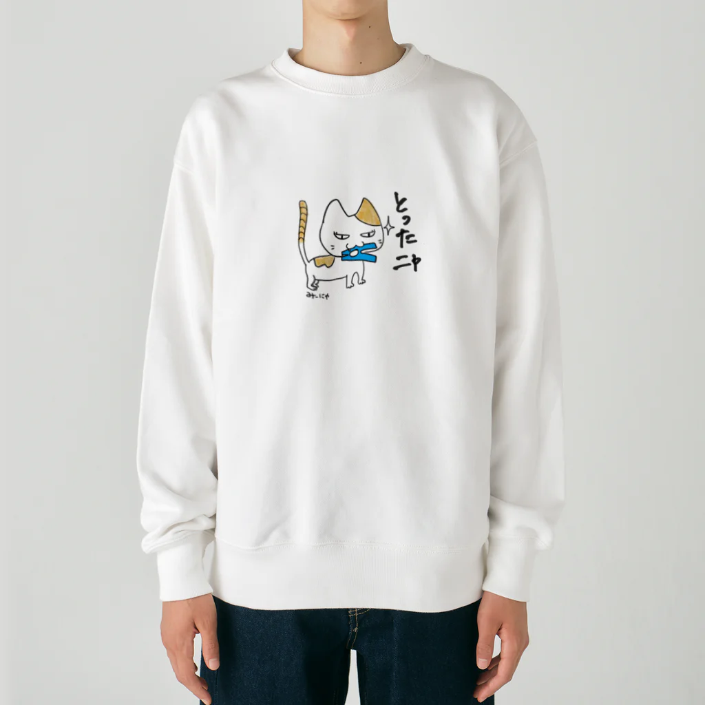 Chapicomon715の三白にゃん　み〜にゃ Heavyweight Crew Neck Sweatshirt