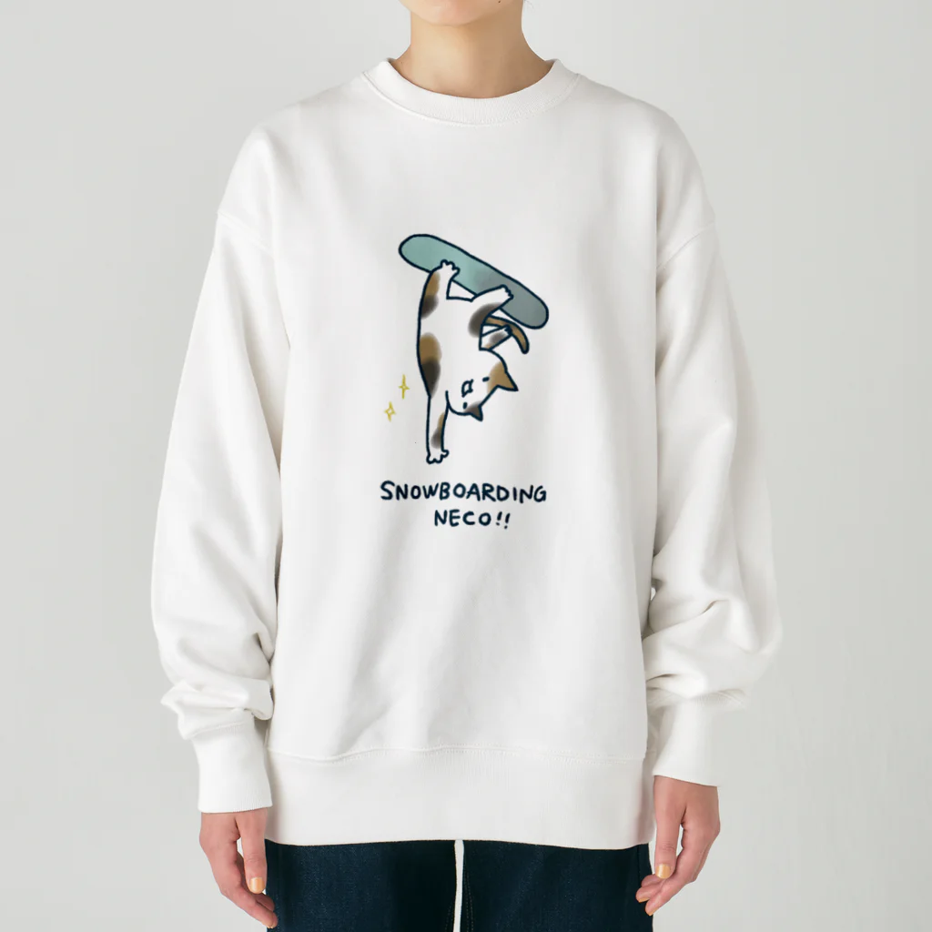 かみなりねこのスノボねこ Heavyweight Crew Neck Sweatshirt