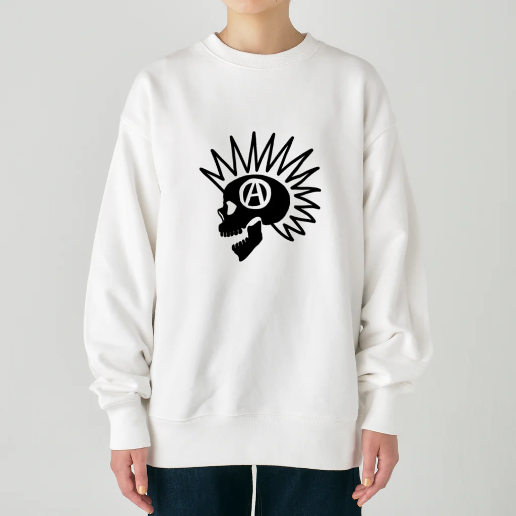 QUQU_WORKSのモヒカンスカル ブラック Heavyweight Crew Neck Sweatshirt