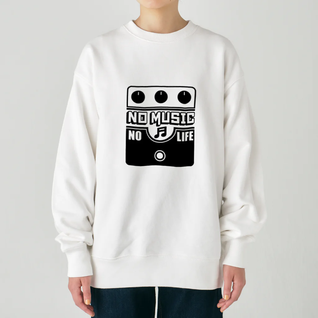 QUQU_WORKSのノーミュージックノーライフ ビッグマフデザイン ブラック Heavyweight Crew Neck Sweatshirt