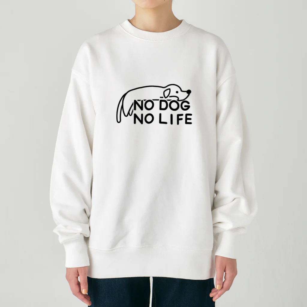 ぽぴーぴぽーのNO DOG NO LIFE(犬白塗り) Heavyweight Crew Neck Sweatshirt