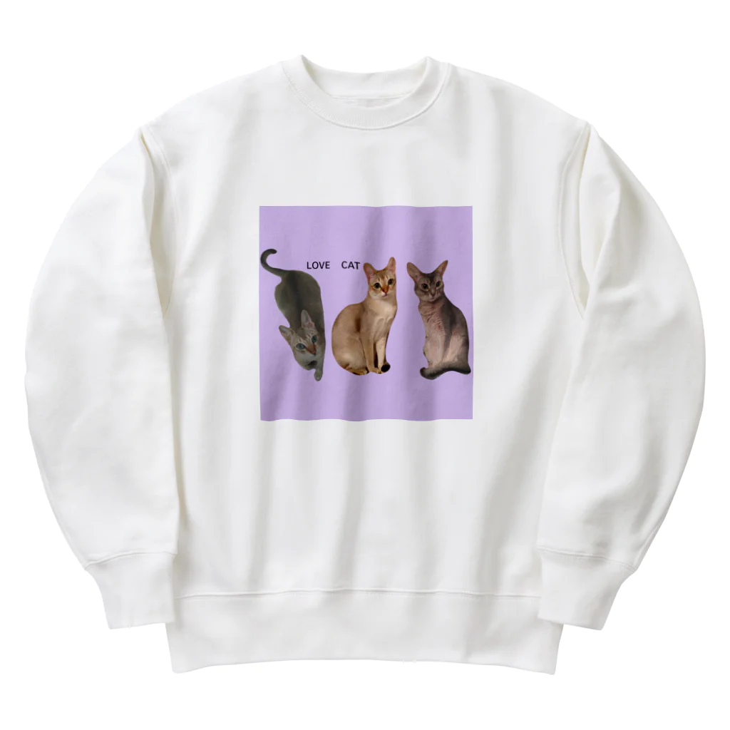 harupink🌸ペット似顔絵illustのLOVE  CAT シンガプーラ&アビシニアン Heavyweight Crew Neck Sweatshirt