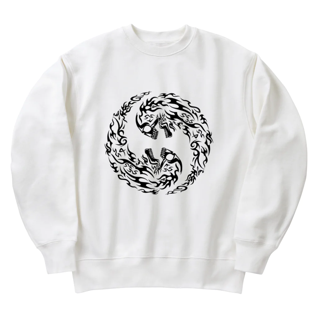 Ａ’ｚｗｏｒｋＳの合わせ二つ髑髏 黒（オリジナル家紋シリーズ） Heavyweight Crew Neck Sweatshirt