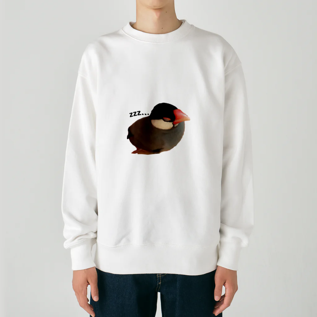 harupink🌸ペット似顔絵illustのおねむな文鳥さん Heavyweight Crew Neck Sweatshirt