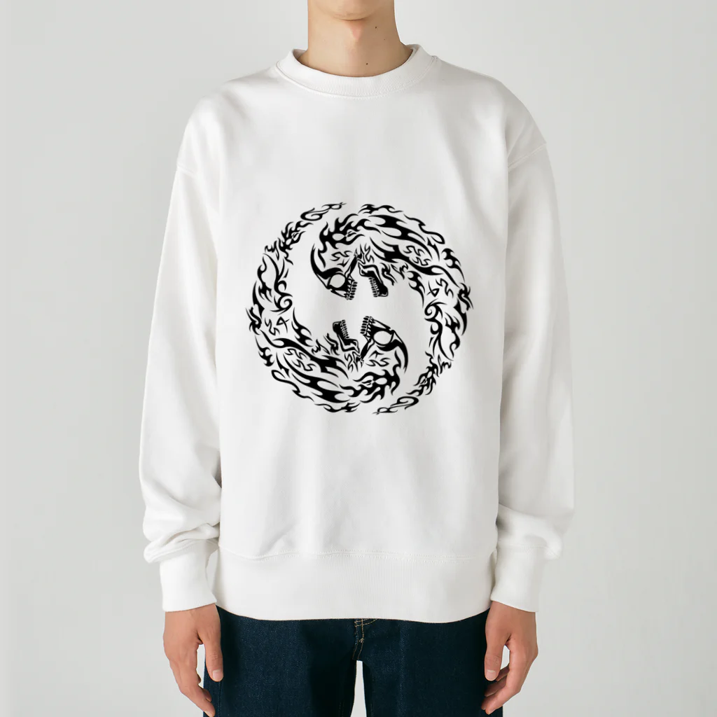 Ａ’ｚｗｏｒｋＳの合わせ二つ髑髏 黒（オリジナル家紋シリーズ） Heavyweight Crew Neck Sweatshirt