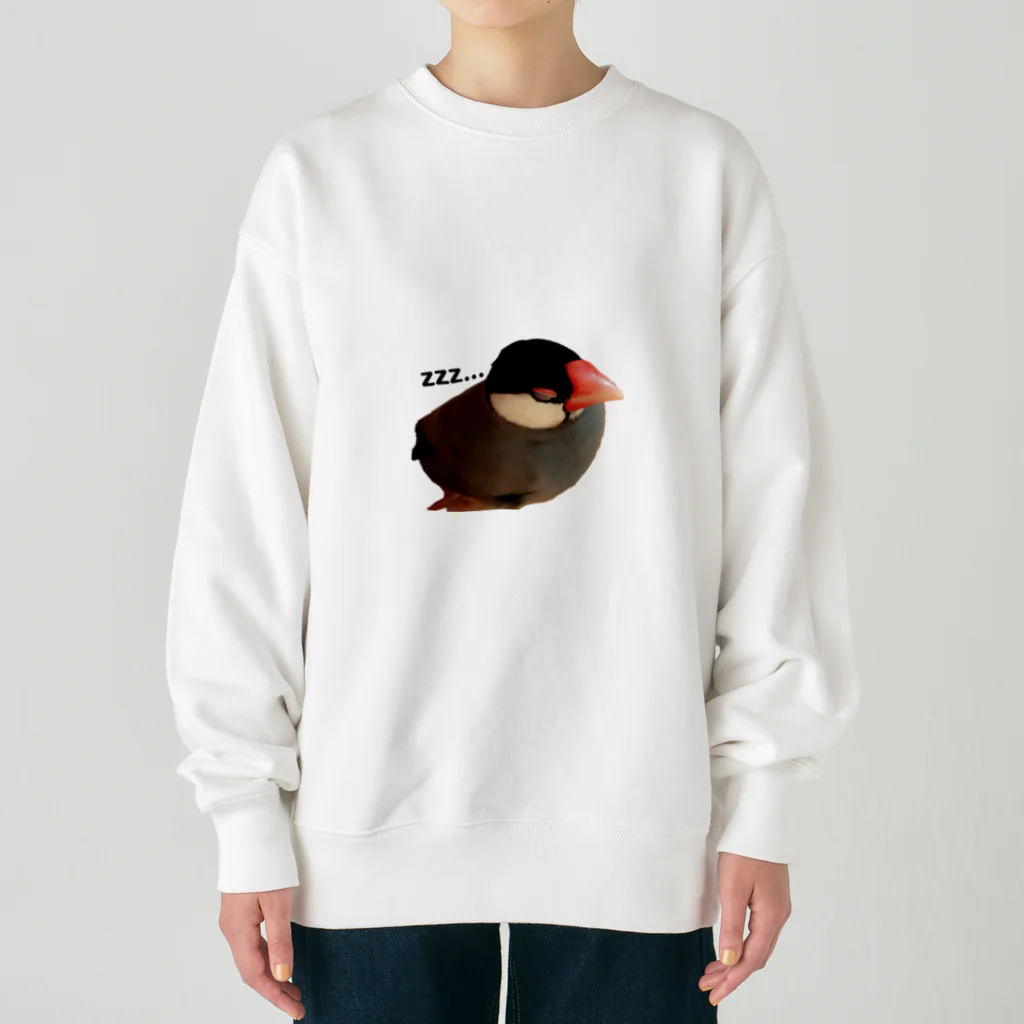 harupink🌸ペット似顔絵illustのおねむな文鳥さん Heavyweight Crew Neck Sweatshirt