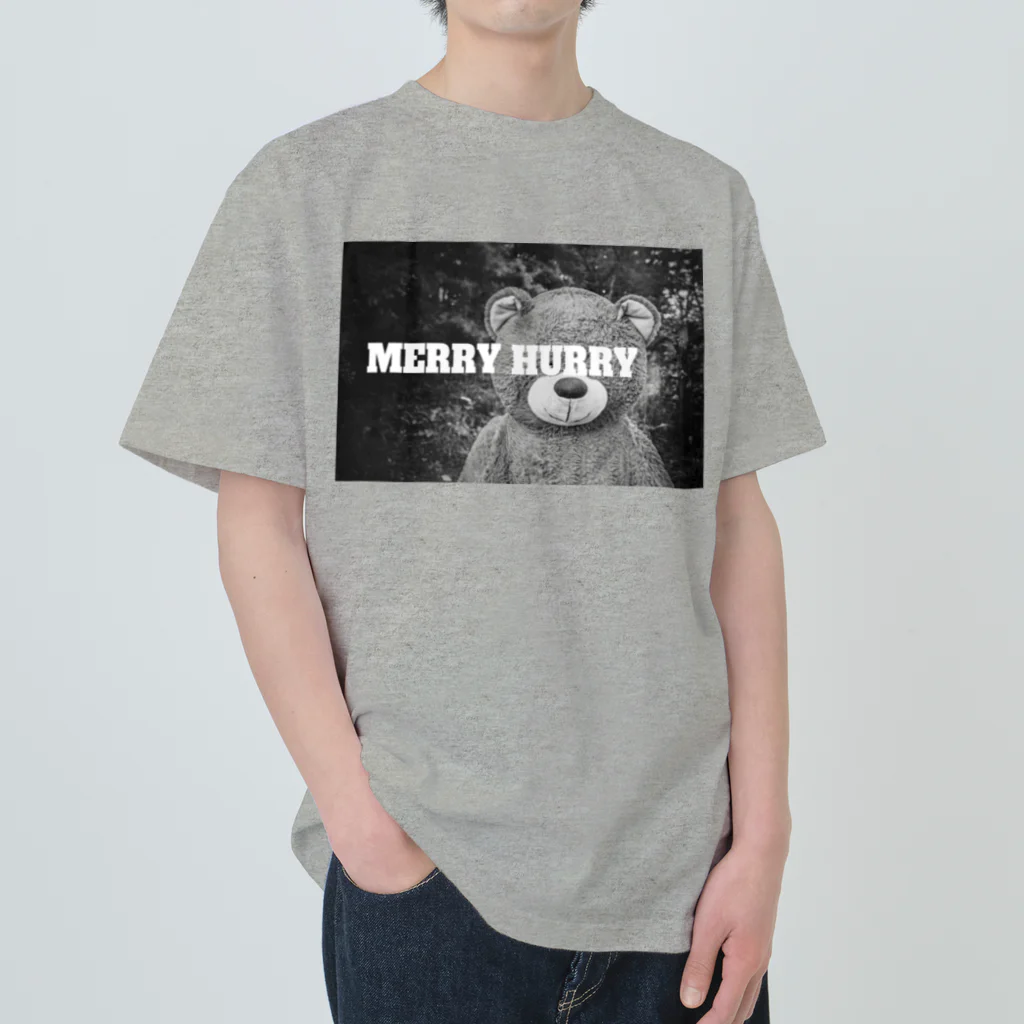 MERRY HURRYの目隠しクマさん ヘビーウェイトTシャツ