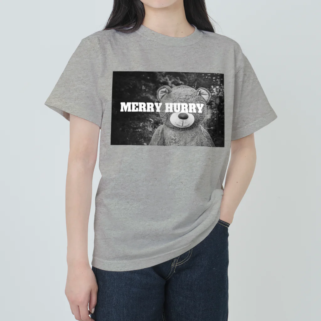 MERRY HURRYの目隠しクマさん ヘビーウェイトTシャツ