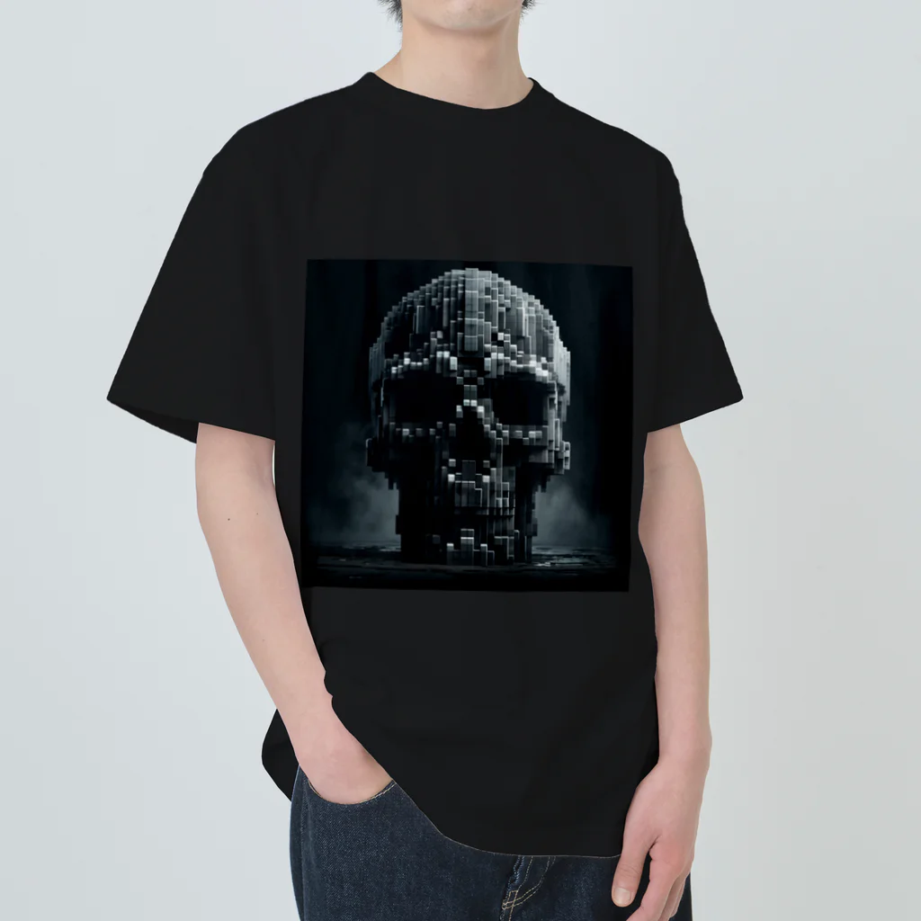 madaga-skullのブロックスカル ヘビーウェイトTシャツ