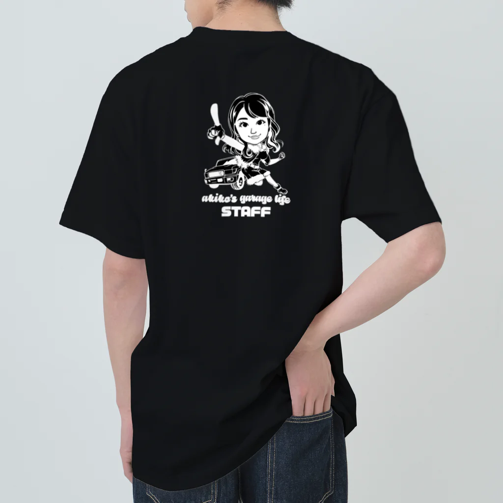 YTGR〜矢田部明子のガレージライフ〜のヤタガレ バックプリントスタッフT（ブラック） Heavyweight T-Shirt
