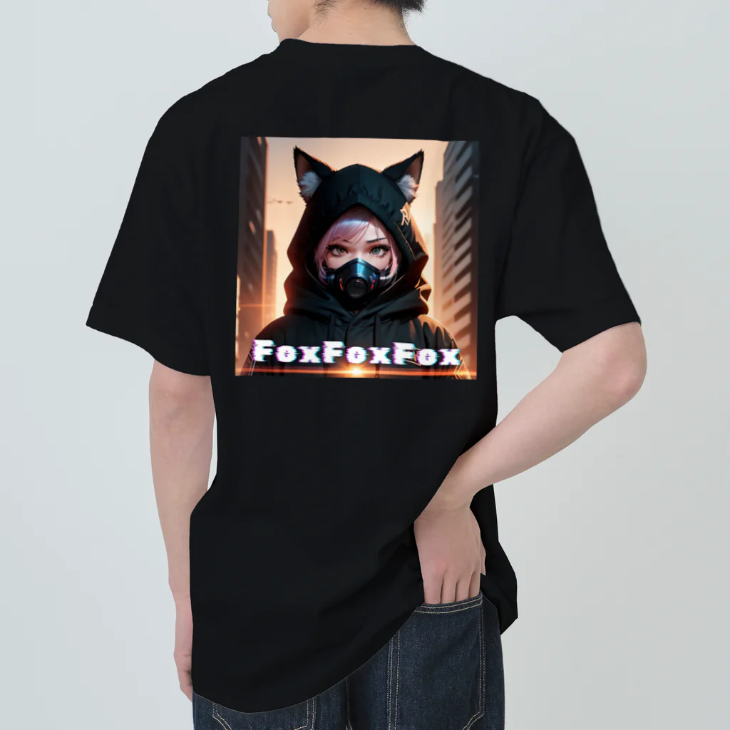 逆襲のきゃ！のFoxちゃん（仮）『背面：イラスト　前面：ロゴ』 ヘビーウェイトTシャツ