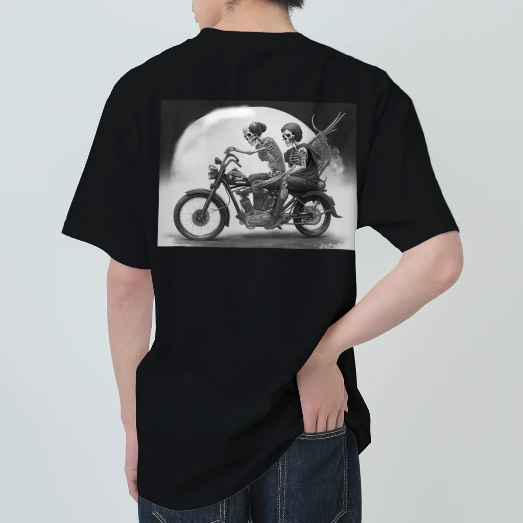 Skull sectionのバイクとガイコツ（黒メイン） ヘビーウェイトTシャツ