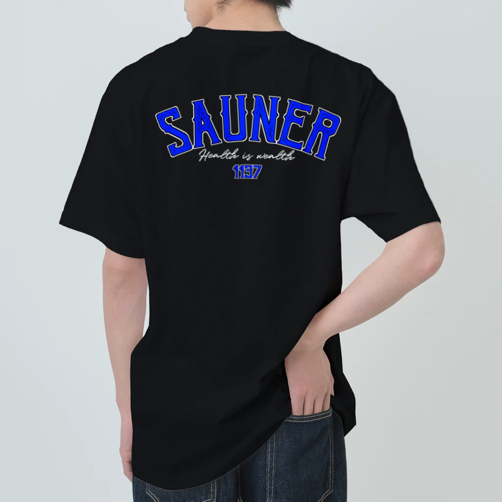 Super Sauna StyleのSAUNER1137 Blue-Black- Heavyweight T-Shirt