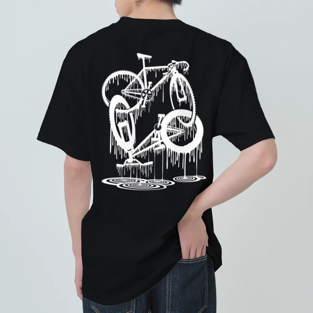 nidan-illustrationのmelted bikes #2 (white ink) ヘビーウェイトTシャツ