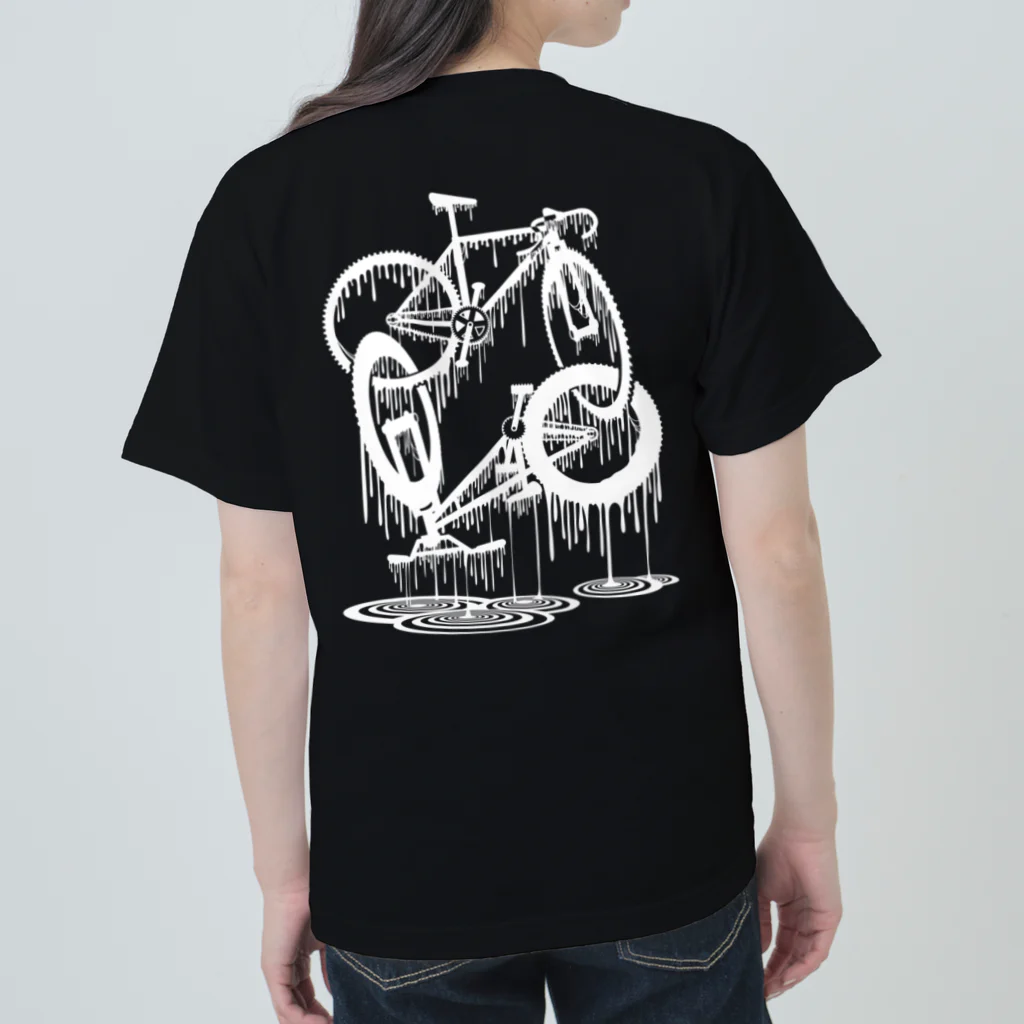 nidan-illustrationのmelted bikes #2 (white ink) ヘビーウェイトTシャツ