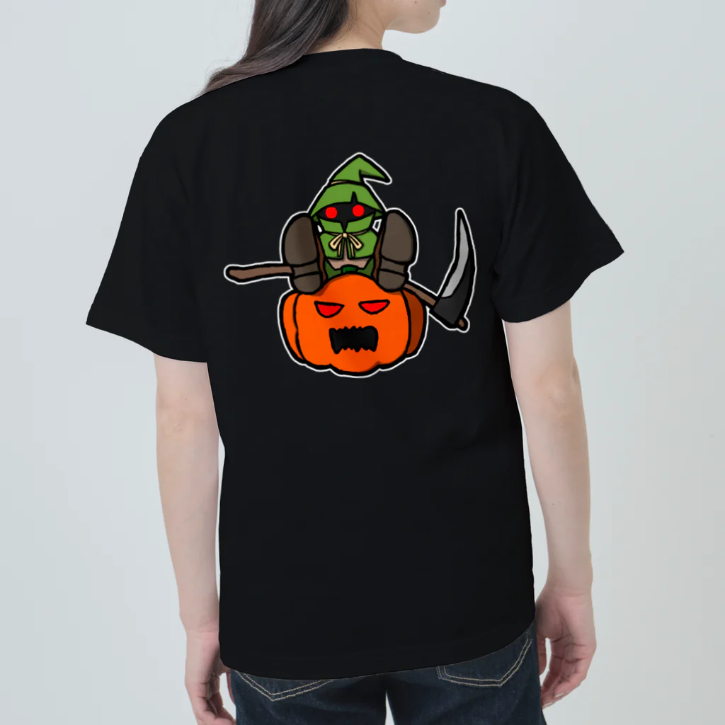 ナチュラルサトシのめへのスケアクロウとジャック・オー・ランタン（バックプリント） ヘビーウェイトTシャツ