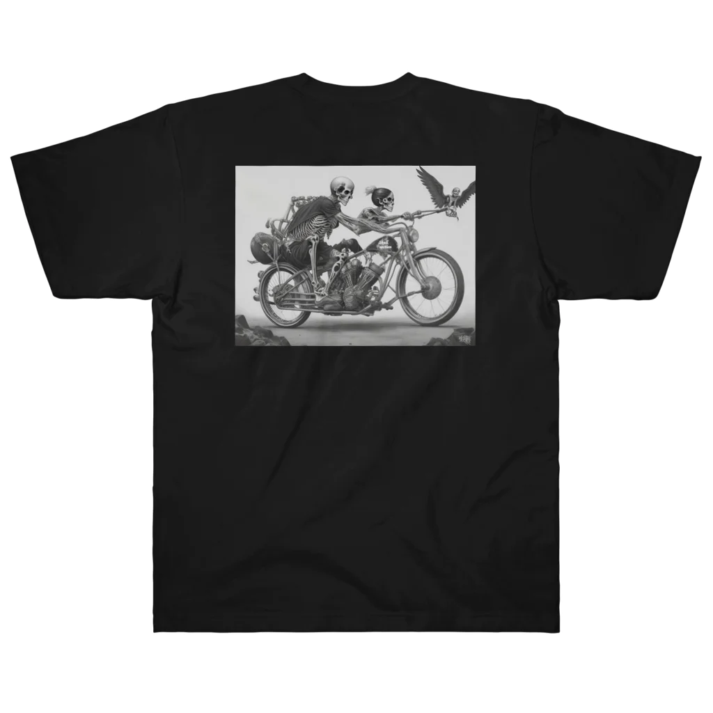 Skull sectionのバイクとドクロ（黒メイン） Heavyweight T-Shirt