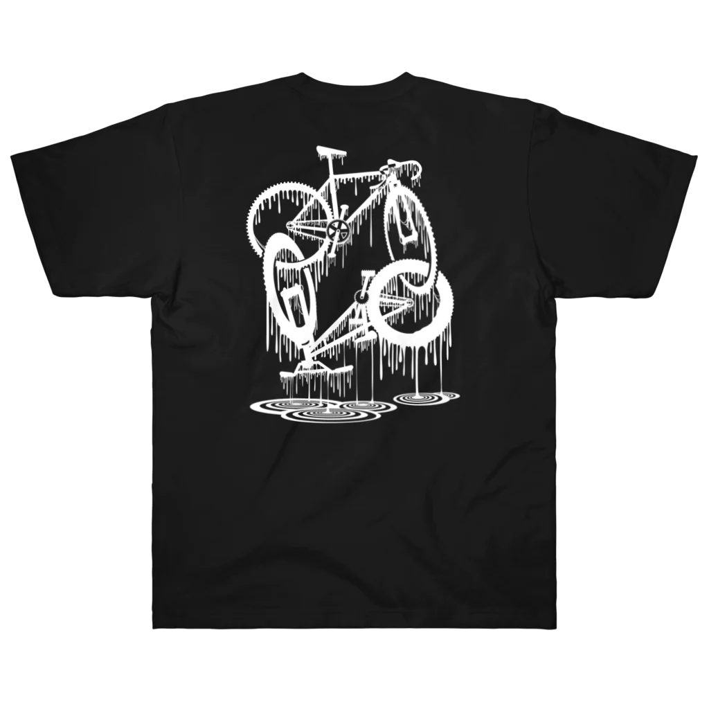 nidan-illustrationのmelted bikes #2 (white ink) ヘビーウェイトTシャツ