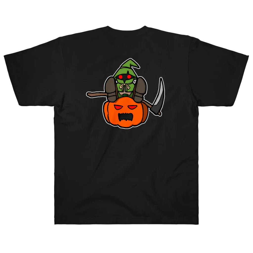 ナチュラルサトシのめへのスケアクロウとジャック・オー・ランタン（バックプリント） ヘビーウェイトTシャツ