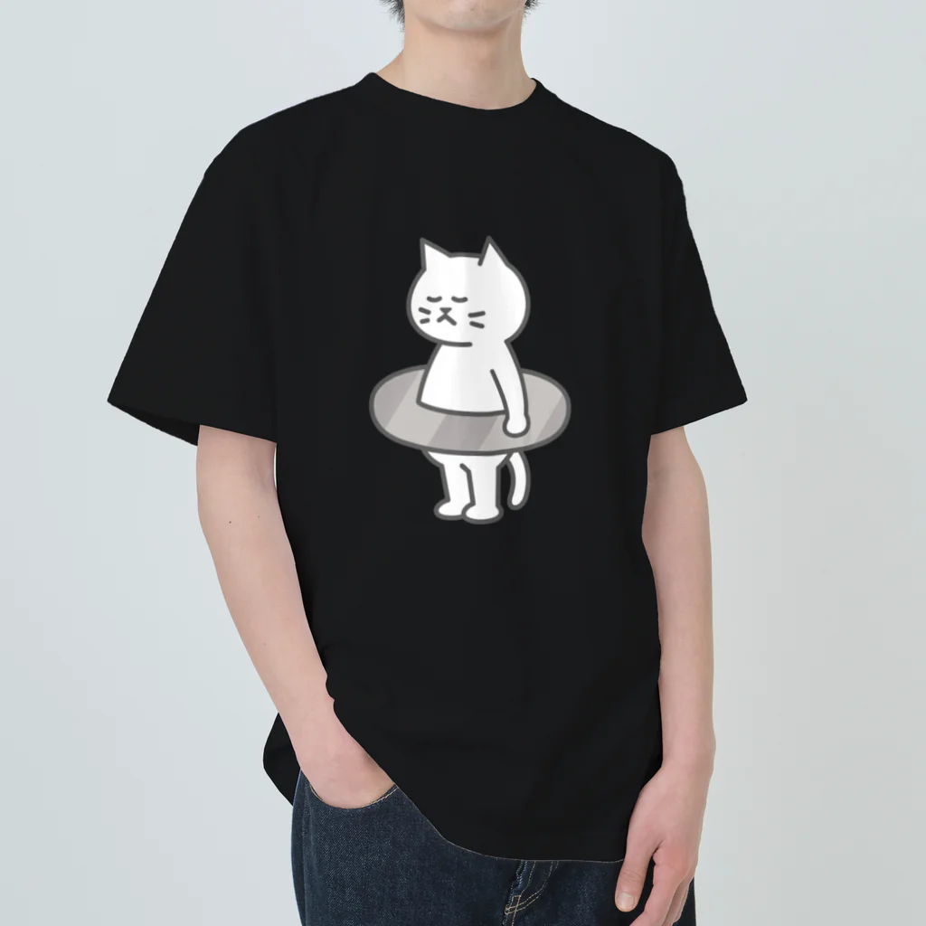 KAWAGOE GRAPHICSのプールが苦手な猫 ヘビーウェイトTシャツ