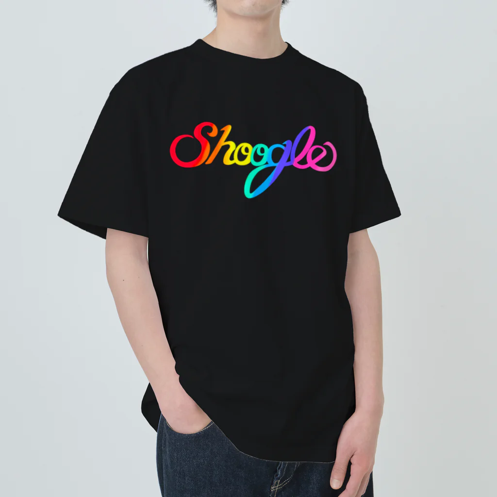 週刊少年ライジングサンズのShoogle(シューグル・週グル・週刊少年グルメ)ロゴ レインボー ヘビーウェイトTシャツ