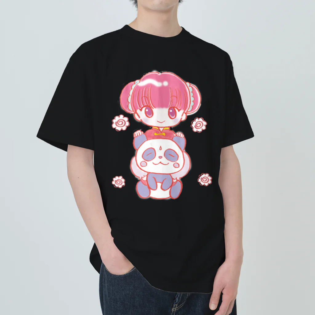 おむふみ屋のふぁんしぃ〜（チャイナガールとパンダ） Heavyweight T-Shirt