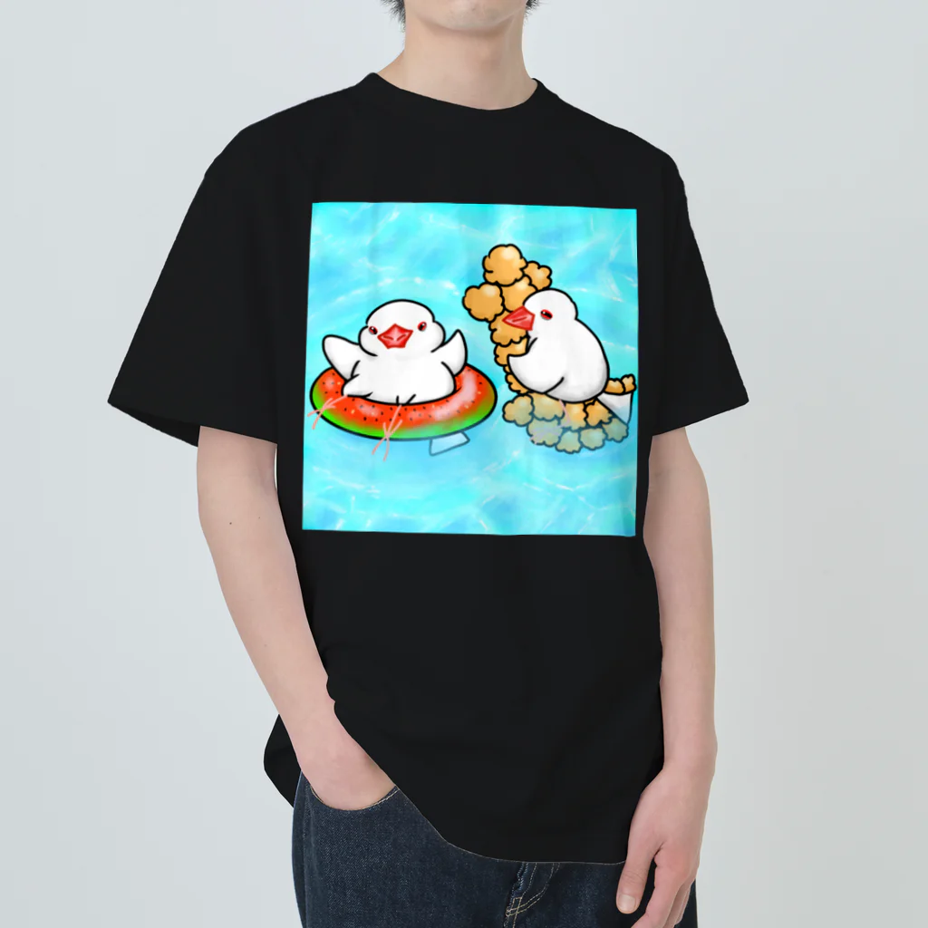 Lily bird（リリーバード）のぷかぷか水遊び文鳥ず ヘビーウェイトTシャツ