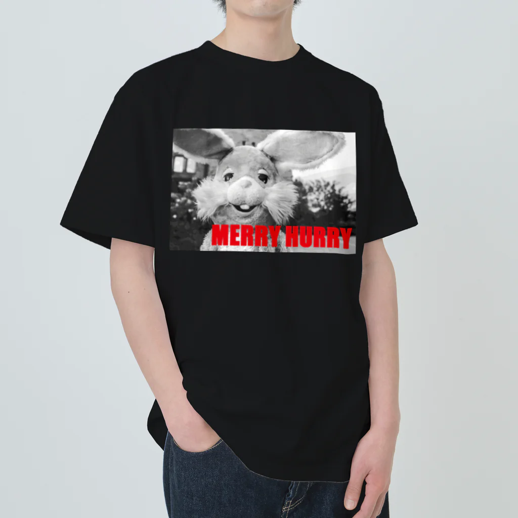 MERRY HURRYの転写ウサギ ヘビーウェイトTシャツ